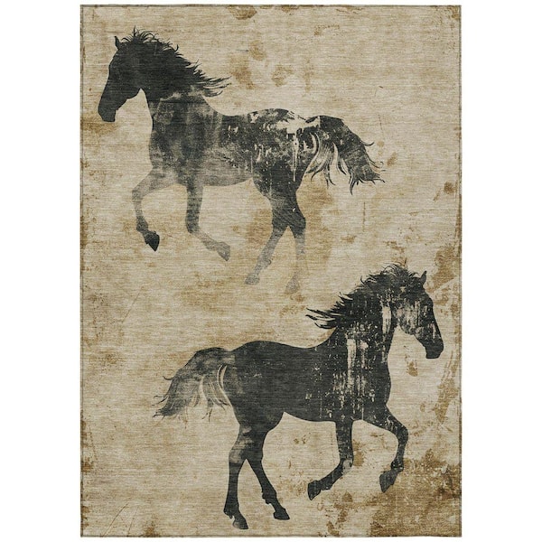 Chantille Machine Washable Indoor/Outdoor Abstract ACN1717 Beige 3 ft. x 5 ft. Area Rug