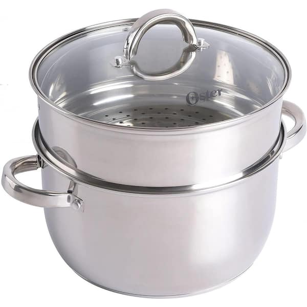 Adrinfly 6 qt. Round Stainless Steel Dutch Oven with Steamer Basket