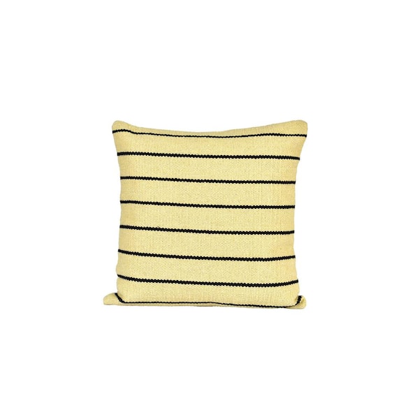 SPITIKO HOMES Sweet Corn/Black 100% Cotton Cushion 18 in. x 18 in.
