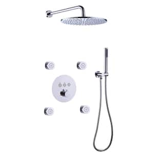 Thermostatic Single-Handle 3-Spray Patterns Shower System with Body Jets in Polished Chrome (Valve Included)
