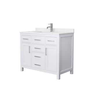 Beckett 42 in. W x 22 in. D Single Vanity in White with Cultured Marble Vanity Top in Carrara with White Basin