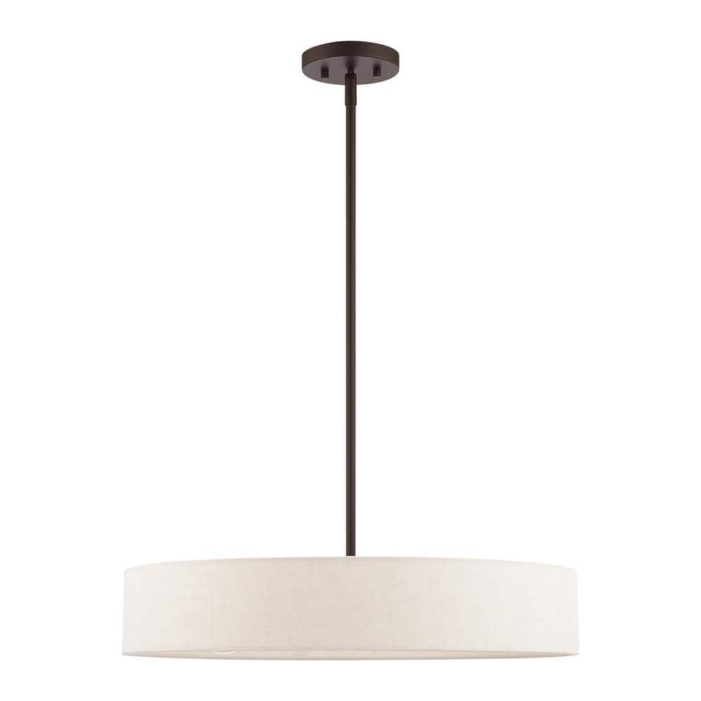 Bronze and Antique Brass 4-Light Crystal Drum Pendant