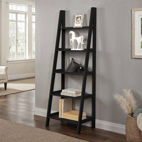 Linon Home Decor Benson 72 in. Tall Black Wood 5-Shelf