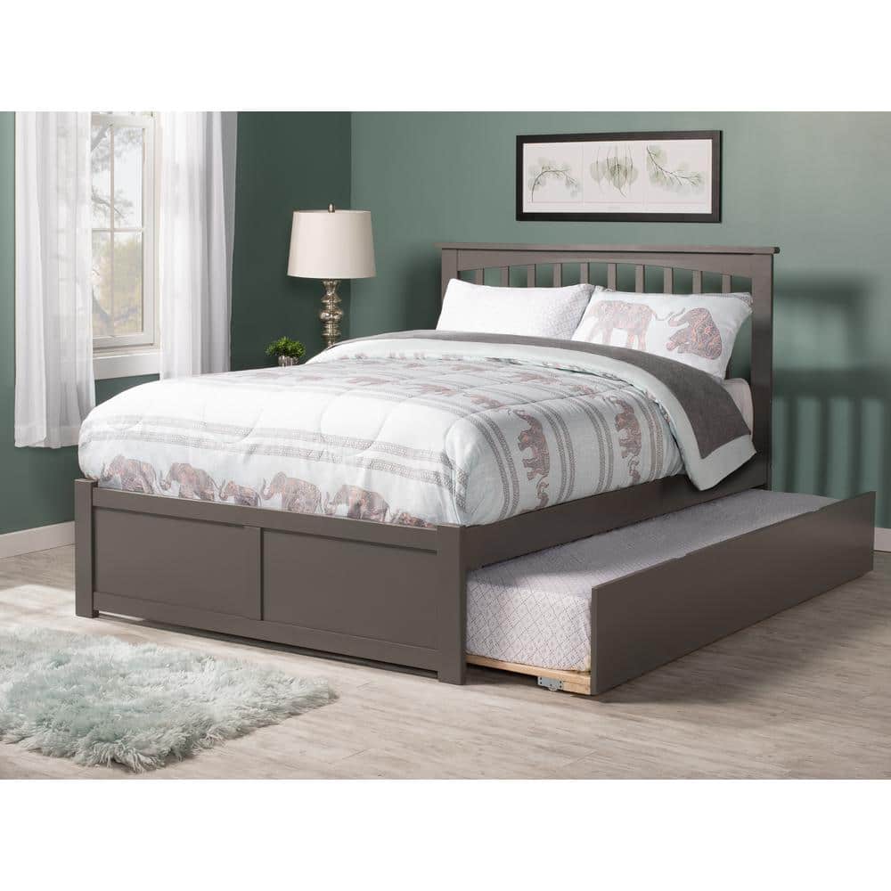 AFI Mission Grey Queen Platform Bed with Footboard and Twin XL Trundle AR8742049 The Home Depot