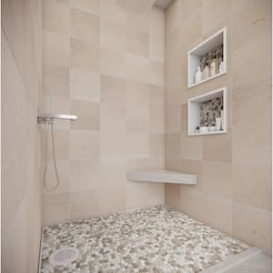 Stone Penny Rounds Tan and Off-White 4 in. x 6 in. Honed Marble Mesh-Mounted Mosaic Tile Sample (.67 sq.ft./each)