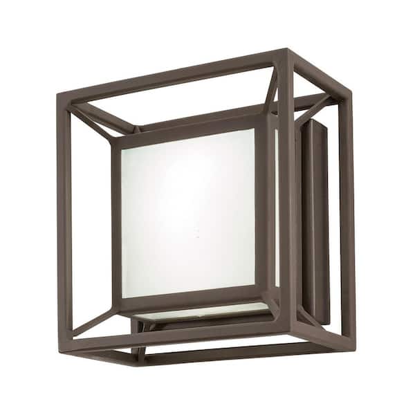 George Kovacs Outline Sand Bronze Outdoor Hardwired Pocket Lantern Sconce with Integrated LED