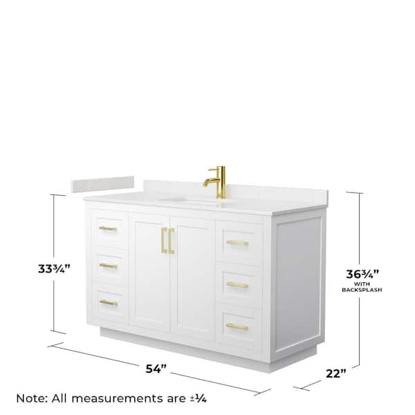 Miranda 54 in. W x 22 in. D x 33.75 in. H Single Bath Vanity in White with Carrara Cultured Marble Top