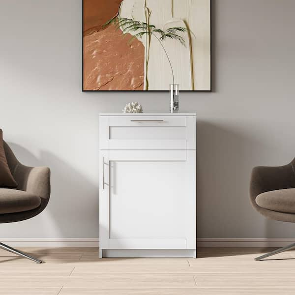 Modern White 2-Tier 2 Doors Stackable Wall Mounted Storage Cabinet