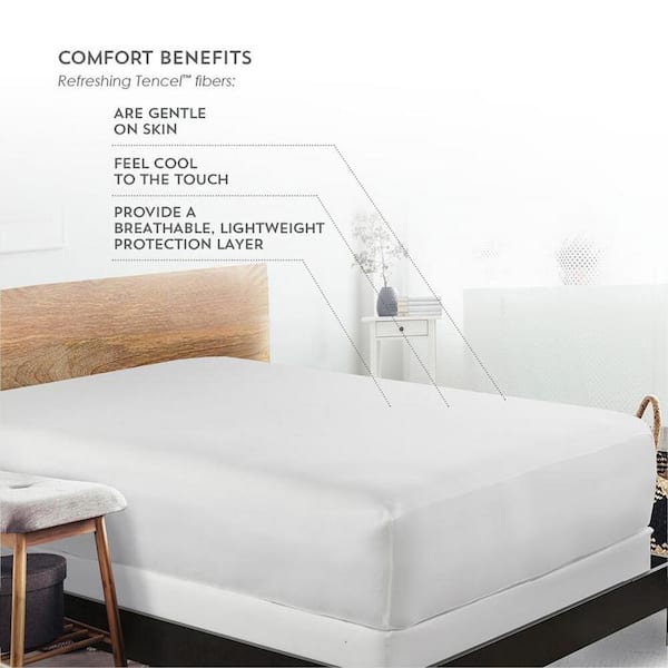 Jml Waterproof Fitted Mattress Protector Queen,Soft Hypoallergenic Quiet Mattress Cover, White