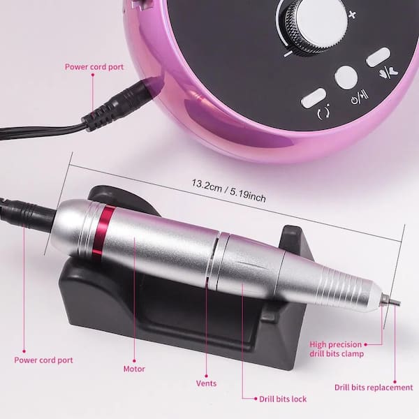 Tidoin 45000 RPM Pink Electric Portable Nail Drill Machine