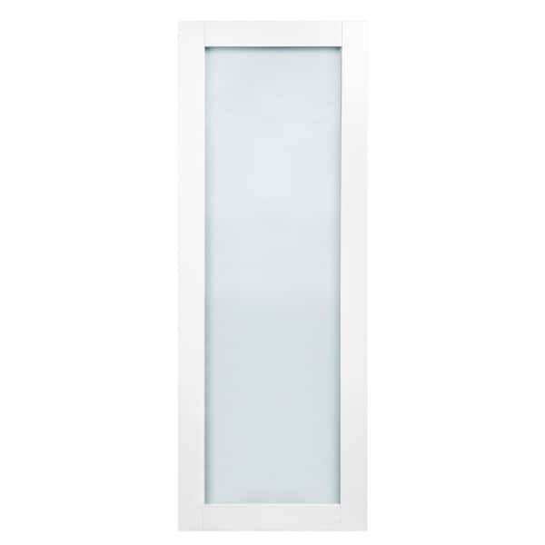 Valusso design doors Alpine 36 in. x 80 in. No Bore Solid Core 1-Lite Frosted Tempered Glass White Prefinished Wood Interior Door Slab