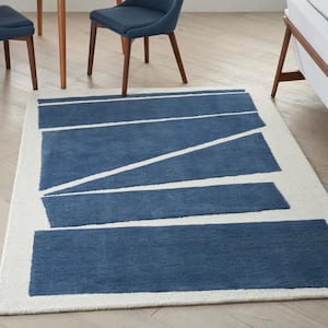 Modern Edge Navy/Ivory 5 ft. x 7 ft. Contemporary Area Rug