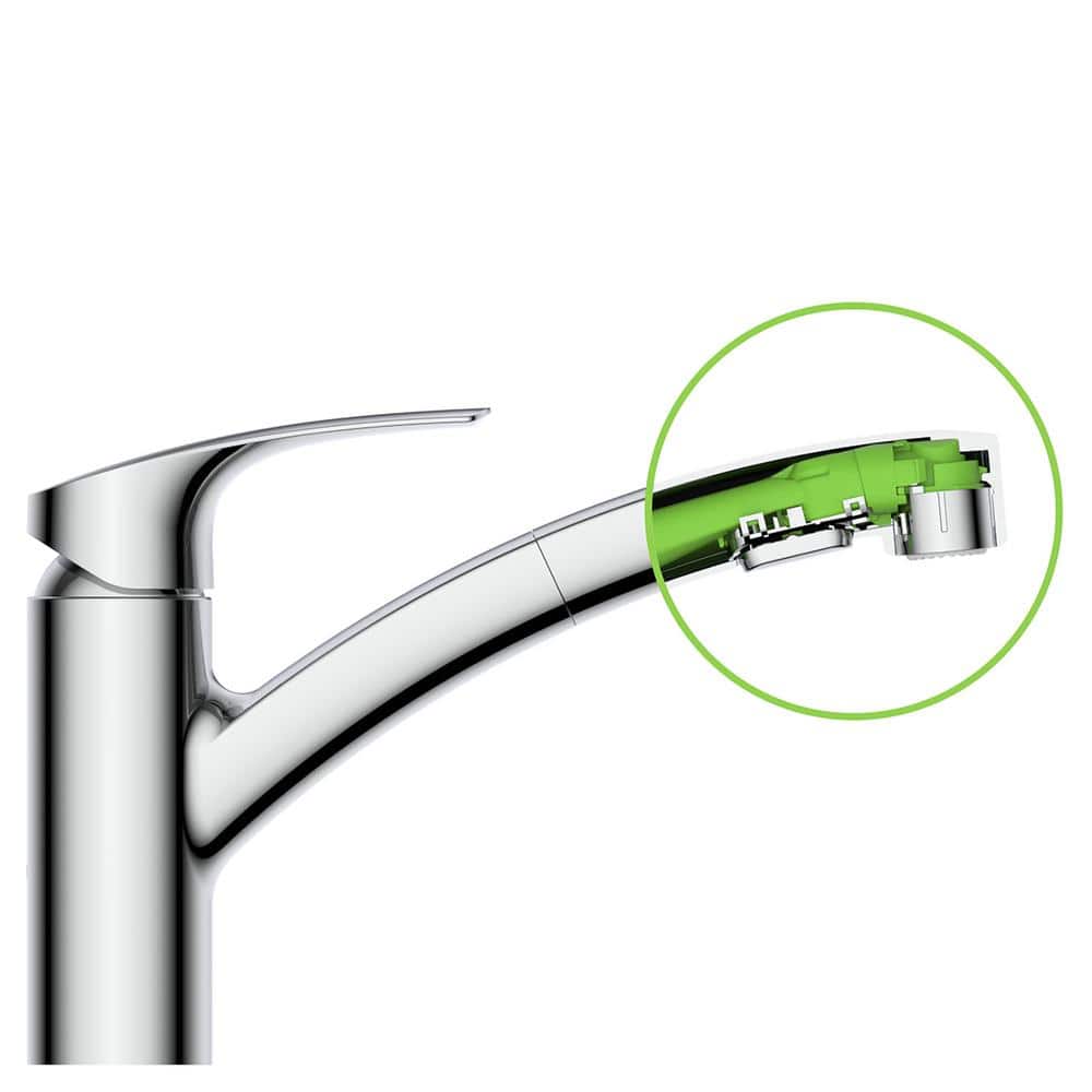 Eurosmart 7" Chrome Dual Spray Pull-Out Kitchen Faucet