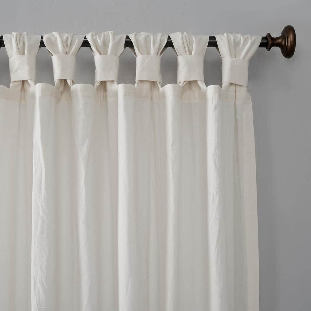 Ivory Light-Filtering Cotton Twist Tab Curtain Panel