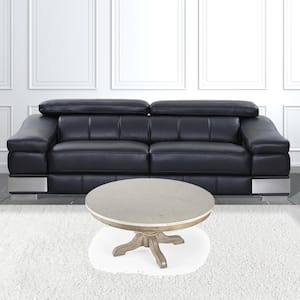 38 in. Black Round Marble Coffee Table