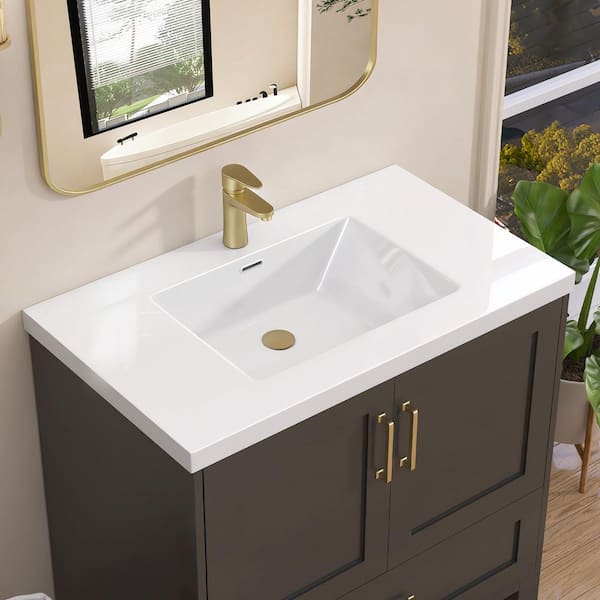 Zeafive 36 in. W x 22 in. D Solid Surface Vanity Top in Pure White