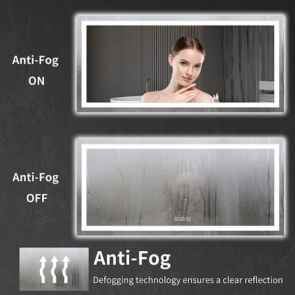 LIGHTSMAX Fogless Bathroom Mirror with Removable Wall Adhesive