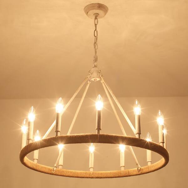 LWYTJO Calvin 12 Light White Candle Style Farmhouse Dimmable LWYTJO Calvin 12 Light White Candle Style Farmhouse Dimmable