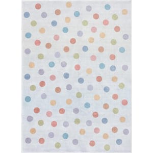 Multi Dot Modern Kids Multi Color 5 ft. x 7 ft. Machine Washable Flat-Weave Area Rug