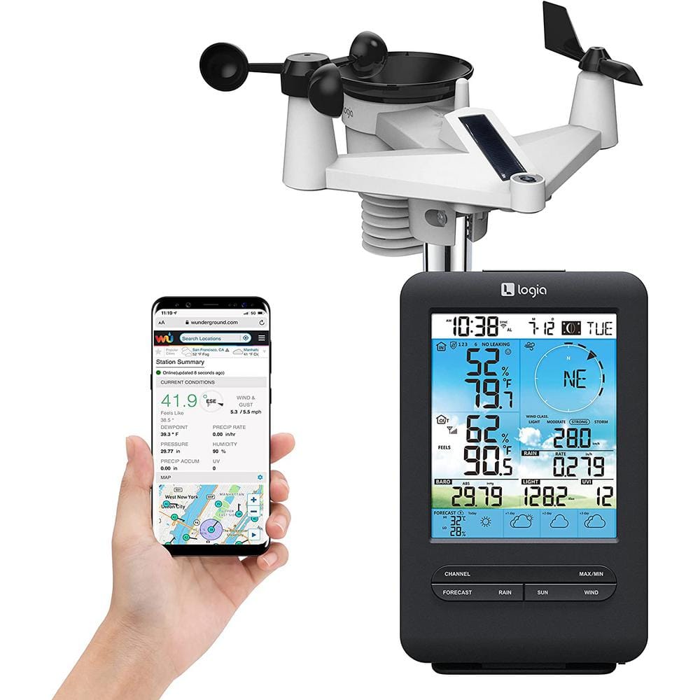 Logia 7-in-1 Wireless Solar Powered Weather Forecast Station With Wifi :  Target