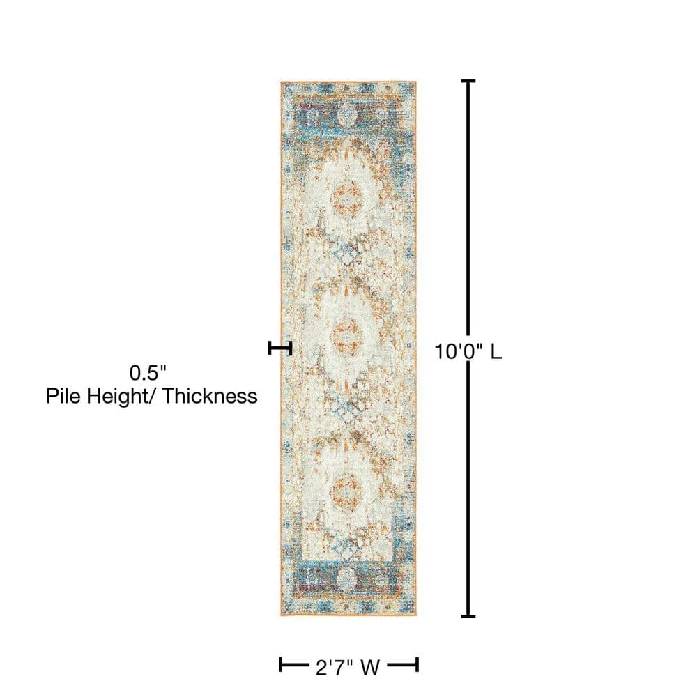 Venice Collection Luxe Beige Abstract Runner Rug 2'7" x 10'