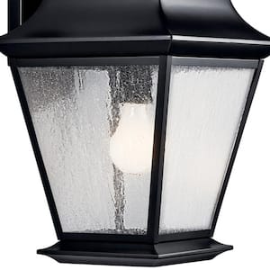Mount Vernon 19.5 in. 1-Light Black Outdoor Hardwired Wall Lantern Sconce with No Bulbs Included (1-Pack)