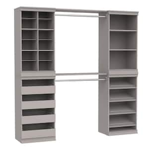 Modular Storage 68.76 in. to 78.78 in. W Smoky Taupe Reach-In Tower Wall Mount 19-Shelf Wood Closet System