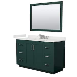 Miranda 54 in. W x 22 in. D x 33.75 in. H Single Bath Vanity in Green with White Qt. Top and 46 in. Mirror