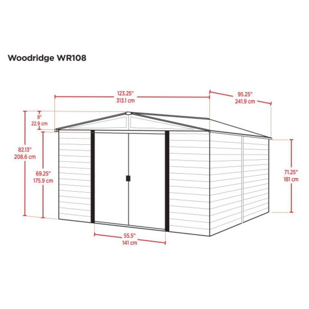 Woodridge 10 x 8 ft. Brown Steel Storage Shed with Sliding Doors