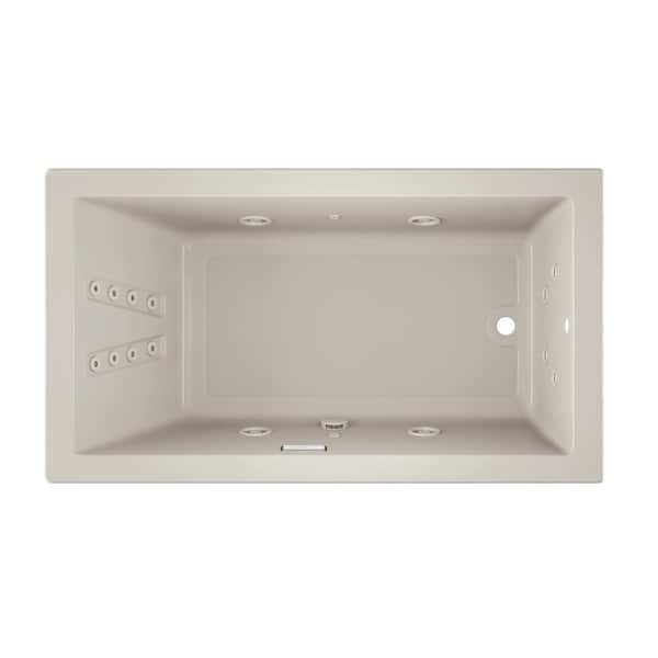 JACUZZI SOLNA 66 in. x 36 in. Rectangular Whirlpool Bathtub with Right Drain in Oyster