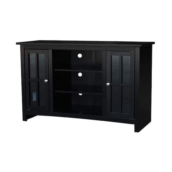 Wide black store tv stand