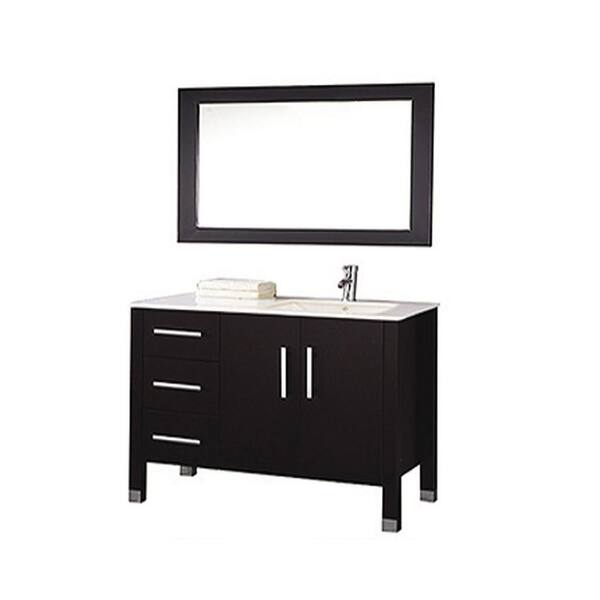 MTD Vanities Monaco 40 in. W x 22 in. D x 36 in. H Vanity in Espresso with Vanity Top in White with White Right Offset Basin