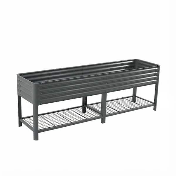 Elevated Garden Bed V Series 2 ft. x 8 ft. without Wheels Outdoor Metal Planter Box for Vegetables Flower Modern Gray