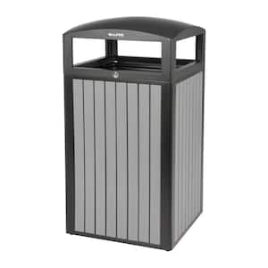 40 Gal. Grey Steel All-Weather Commercial Vented Outdoor Garbage Trash Can Receptacle with Lid and Liner