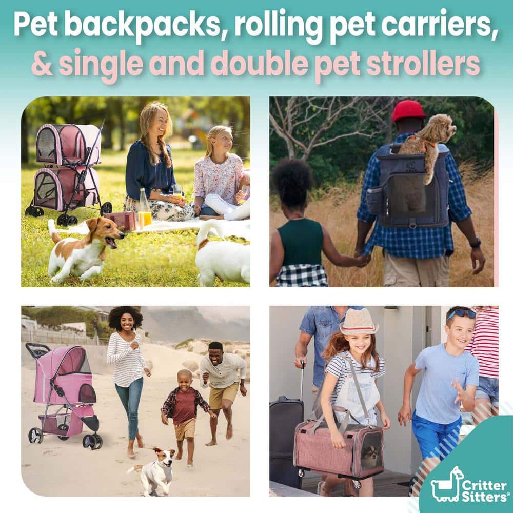 Foldable Gray Pet Stroller with Breathable Mesh for Small to Medium Dogs