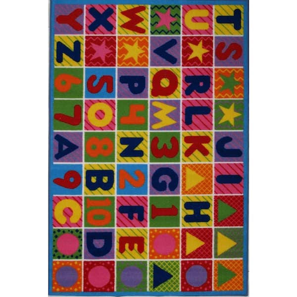 LA Rug Fun Time Numbers & Letters Multi Colored 51 in. x 78 in. Area Rug-DISCONTINUED