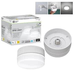 Spin Light 5 in. White LED Flush Mount Ceiling Light 600 Lumens 4000K Bright White Closet Basement Utility (2 Pack)