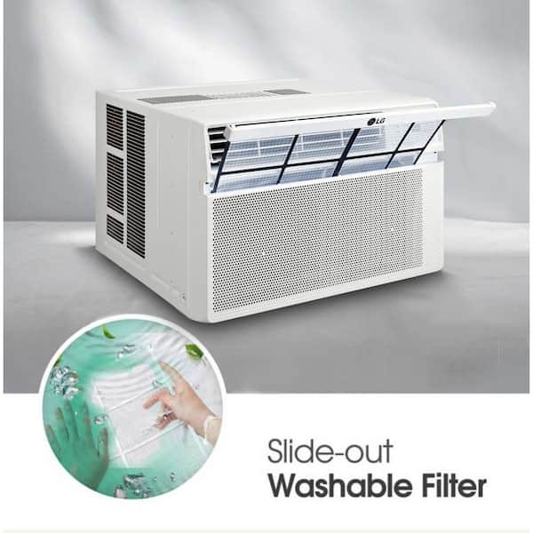 LG - 12,000 BTU 115V Window Air Conditioner Cools 550 sq. ft. with Wi-Fi, Remote, Dehumidifier and in White