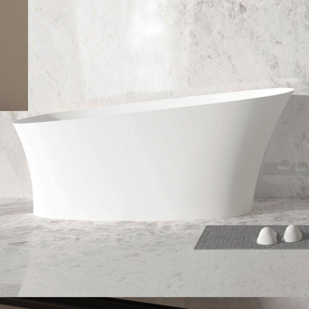 58.95 in. x 29.4 in. Solid Surface Freestanding Flatbottom Soaking Bathtub with Overflow in Matte White price history on PriceWatchPro