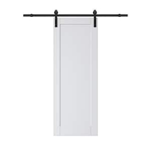 36 in. x 96 in. White Primed Paneled MDF Sliding Barn Door with Hardware Kit