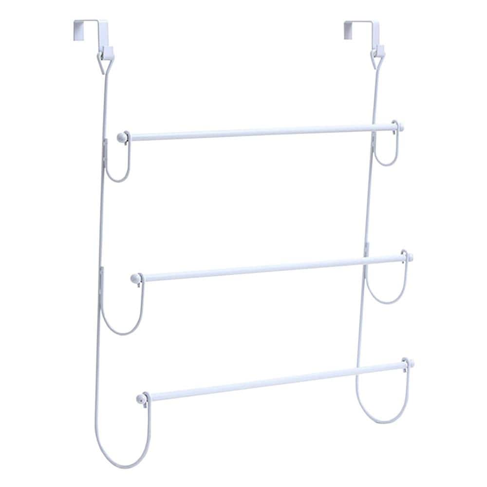 OvertheDoor 3Bars Towel Rack Holder in White Metal 9640100 The