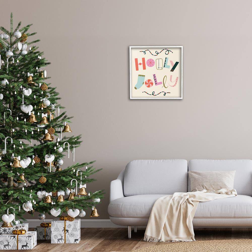 Holly Jolly Eclectic Holiday by Sazerelli Designs White Framed Typography Giclee Art Print 24 in. x 24 in. price history on PriceWatchPro