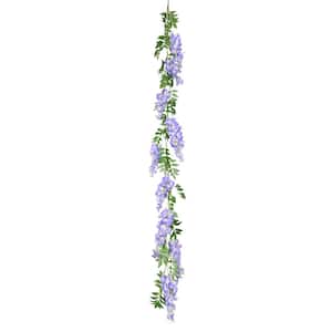 6 ft. Purple Artificial Wisteria Flower Garland Hanging Vine (Set of 2)