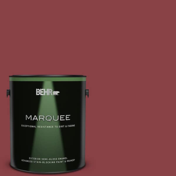 BEHR MARQUEE 1 gal. #BIC-34 Winning Red Semi-Gloss Enamel Exterior Paint & Primer
