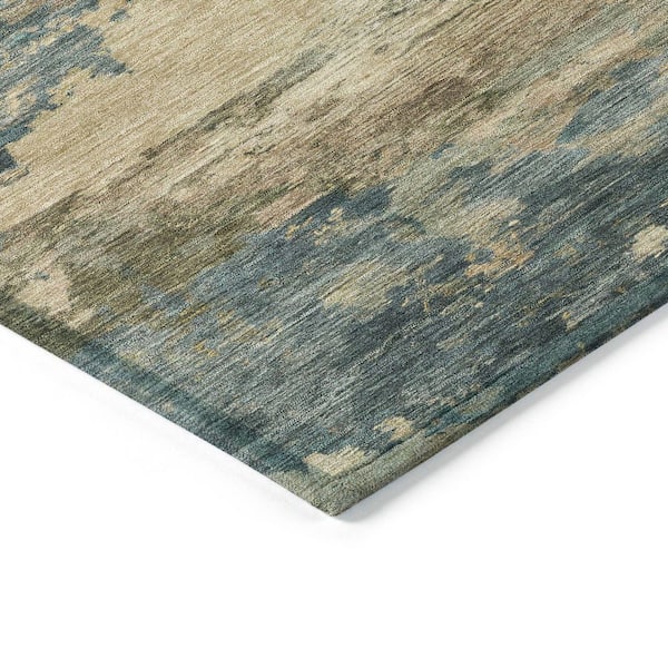 Chantille Machine Washable Indoor/Outdoor Abstract ACN2075 Teal 8 ft. x 10 ft. Area Rug