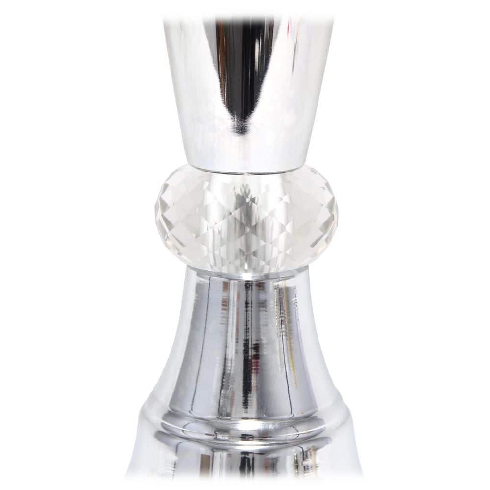 Elegant Black Sheer Shade Table Lamp with Chrome Finish and Hanging Crystals