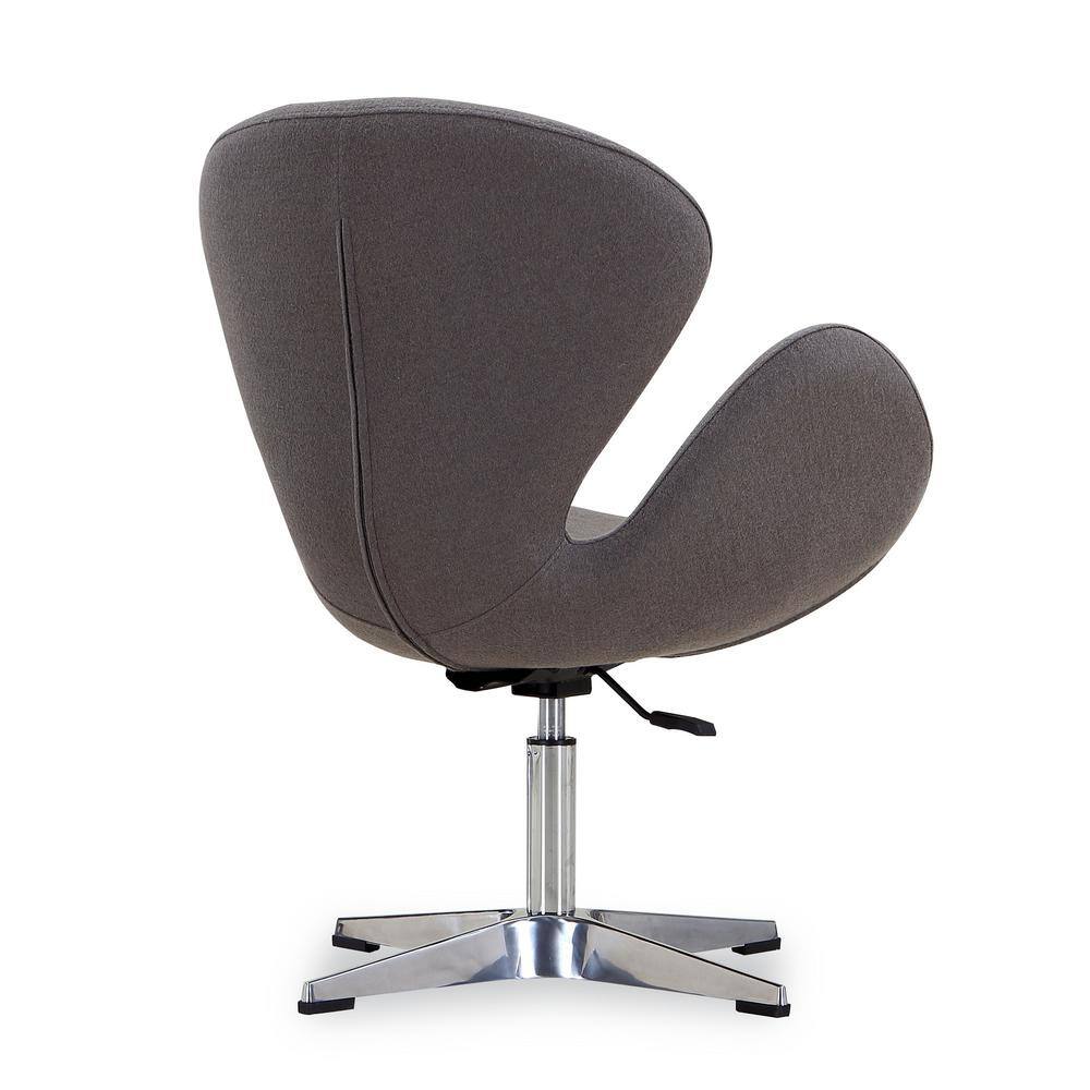 Gray Leather and Fabric Swivel Chair with Metal Base