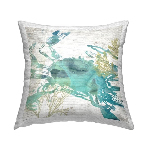 Abstract Blue Crab Green Square Outdoor Throw Pillow