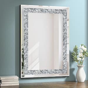 19.7 in. W x 27.6 in. H Rectangle Framed Crystal Decorative Wall Mirror