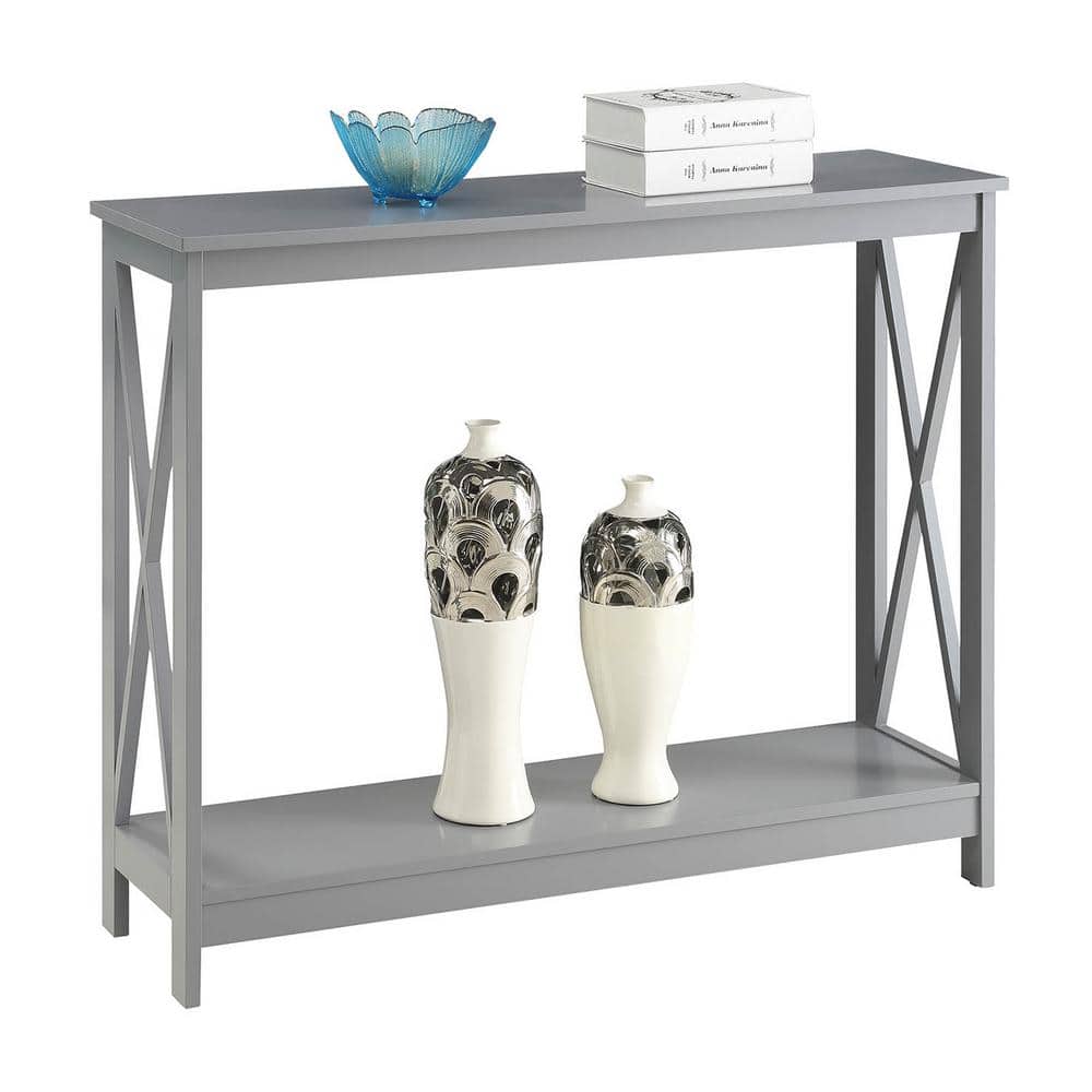Gray Oxford 40" Wood Console Table with Storage Shelf